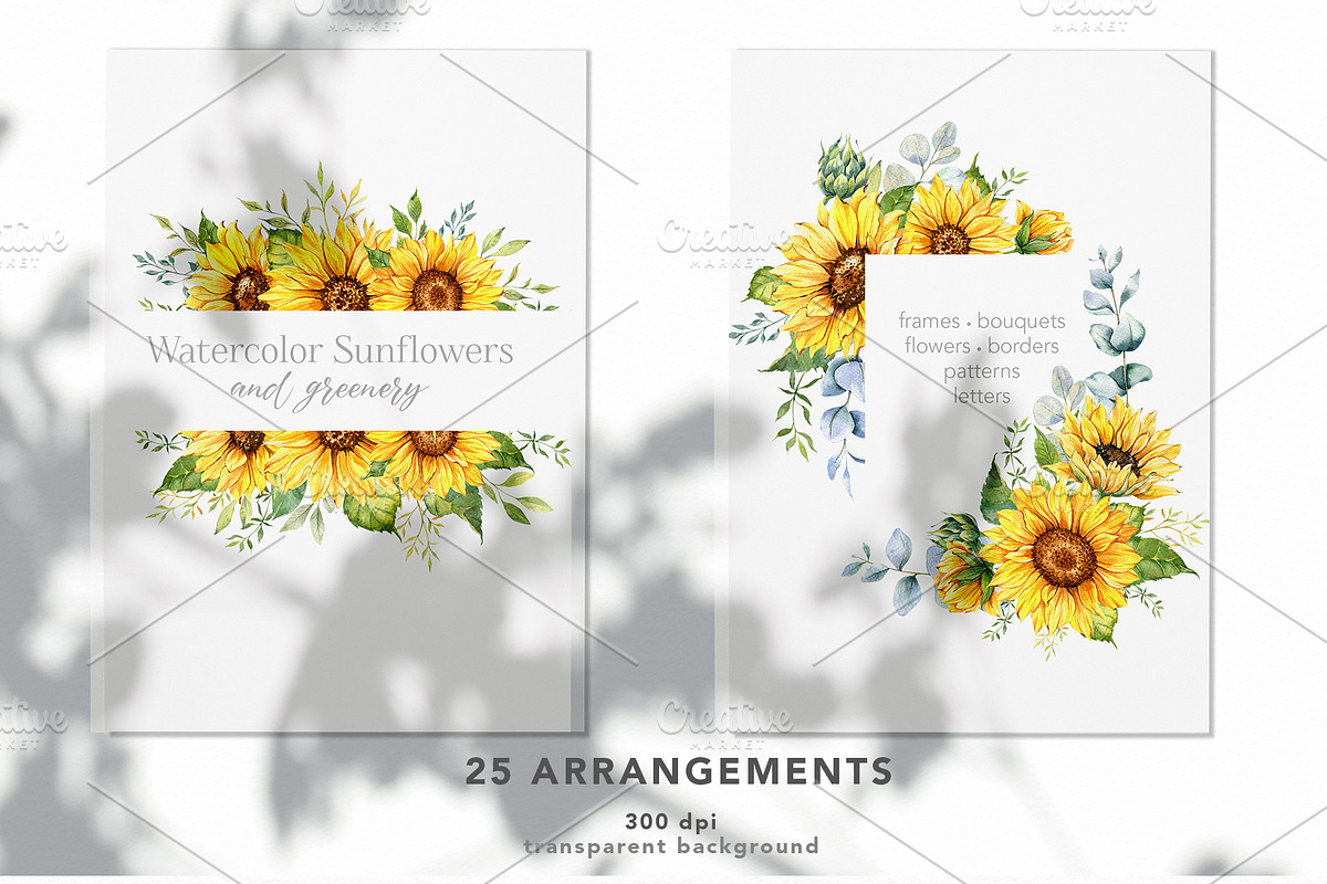 Sunflower Watercolor Hand Drawn, a Seasonal Illustration by CaraulanStore (Photo 5 of 10)