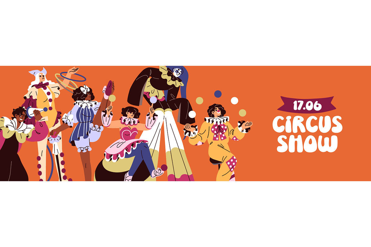 Clowns set, circus show posters, a Person Illustration by PaperTrident (Photo 12 of 12)