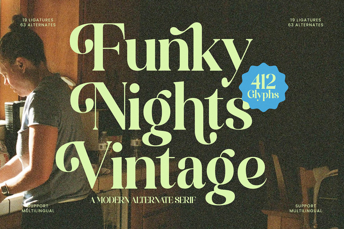 Funky Nights Vintage Modern Serif, a Serif Font by timelesstype.co (Photo 1 of 15)