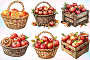 Watercolor Autumn Apple Basket PNG, a Seasonal Illustration by Canvas Craft (Thumbnail 2 of 6)