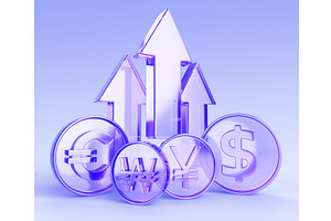 Glass hologram dollar, euro, chinese, a Finance Illustration by Marozhkastudio