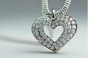 Elegant diamond heart pendant on, a Beauty & Fashion Photo by Lermont51
