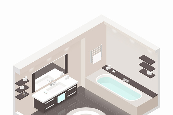 Bathroom Isometric Detailed Set