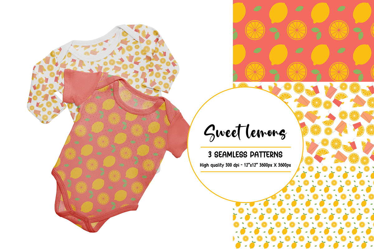 Digital Paper Pack Sweet Lemons, a Pattern Graphic by Akwadesign (Photo 1 of 7)