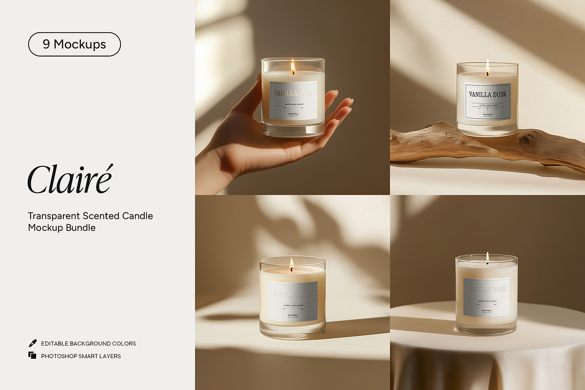 Transparent Candle Mockup Bundle, a Packaging Mockup by Wildfield Studio (Photo 1 of 17)