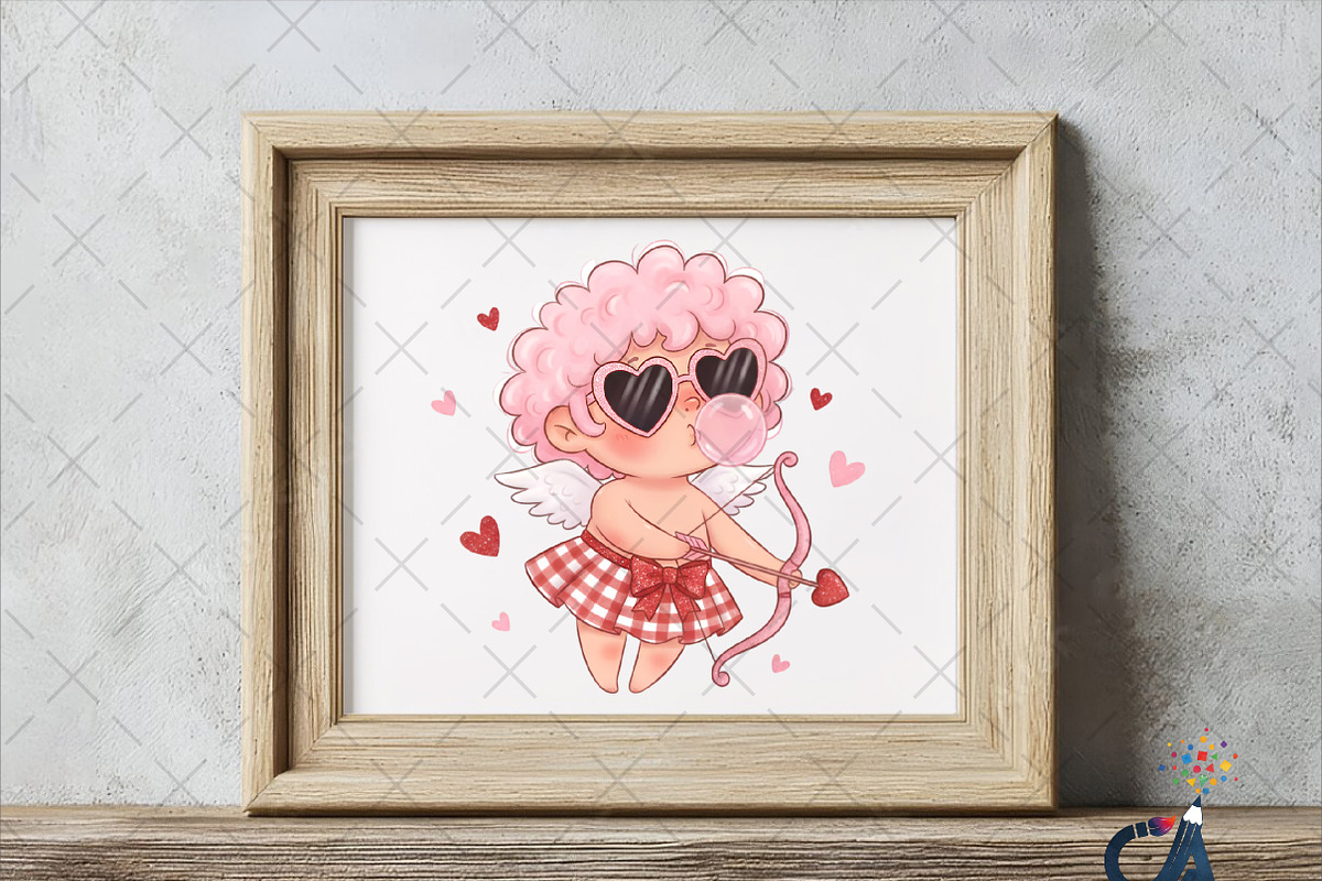 Cute Retro Pink Cupid Png, an Illustration by Creative Art (Photo 5 of 6)