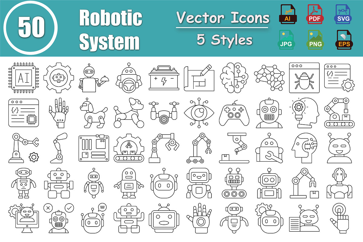 Robotic System Vector Icons Pack, a Solid Icon by Vector Portal (Photo 1 of 5)