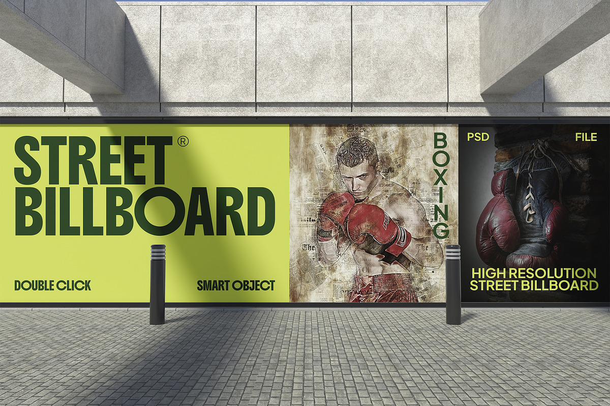 Street Billboard Mockup, an Advertising Mockup by Unerispace (Photo 2 of 5)