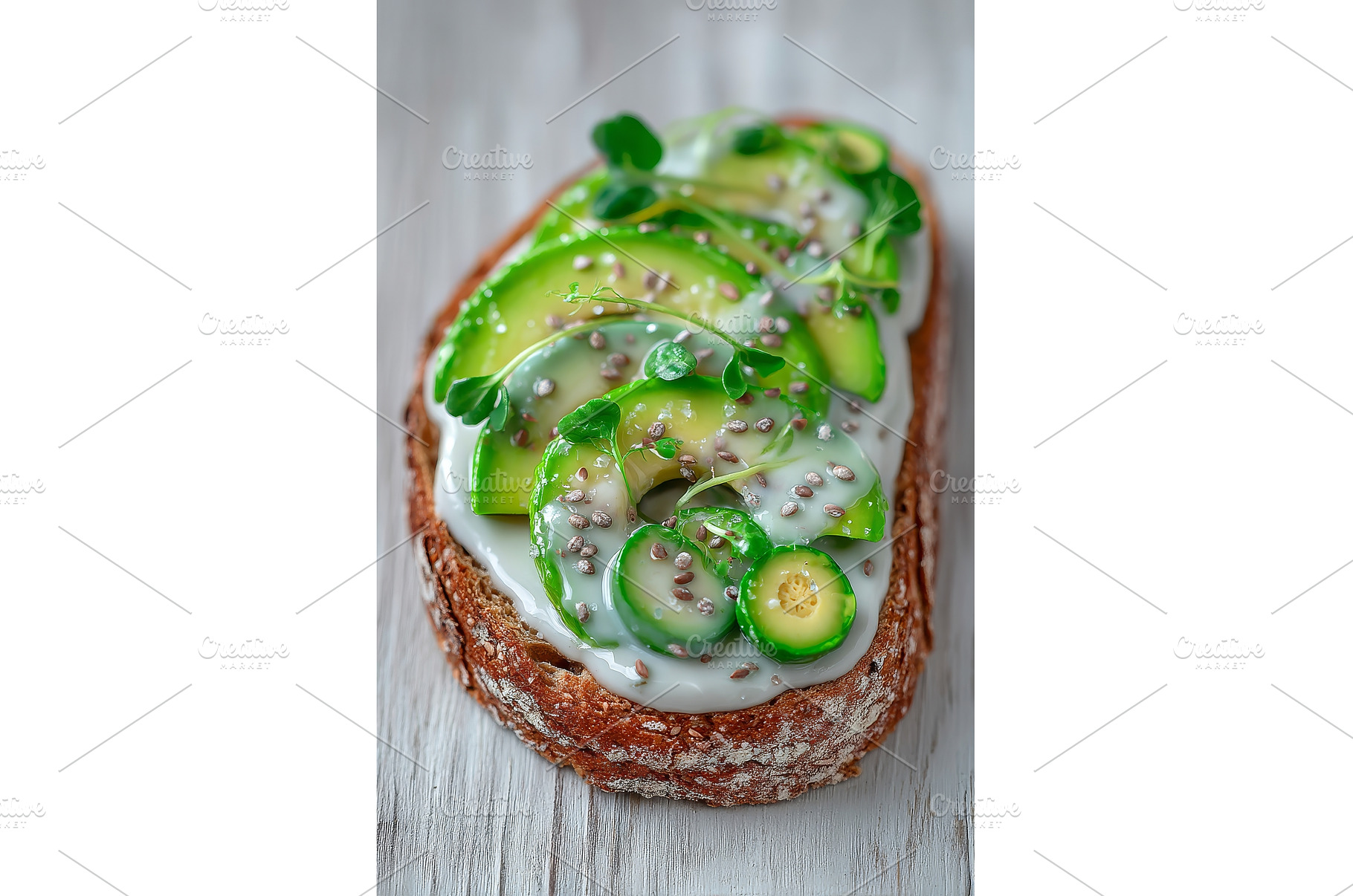 Avocado spread and microgreens are, a Food & Drink Photo by ZinetroN