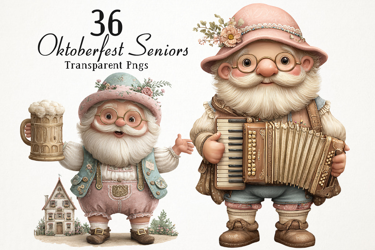 Quirky Oktoberfest Seniors Clipart, a Seasonal Illustration by RobertsArt (Photo 1 of 5)