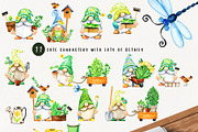 Gnome Gardener Watercolor Clipart, a Seasonal Illustration by TanyaOak (Thumbnail 2 of 6)