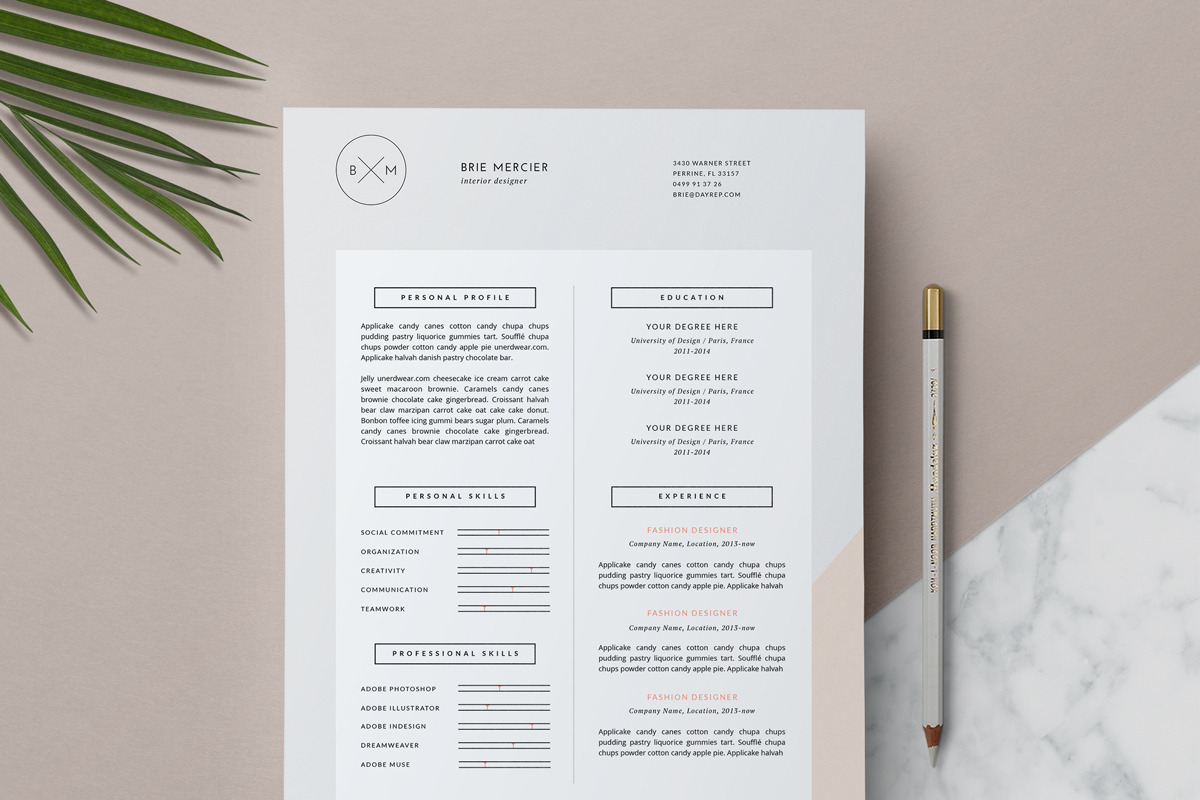 Minimal Resume Template / Brié, a Resume Template by This Paper Fox (Photo 1 of 4)