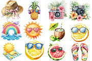 Watercolor Summer Vibe Clipart, an Illustration by Watercolor design (Thumbnail 2 of 5)