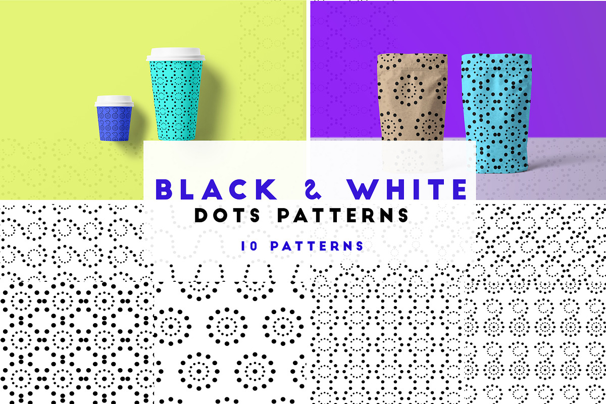 black & white dots patterns, a Pattern Graphic by designbydi (Photo 2 of 14)