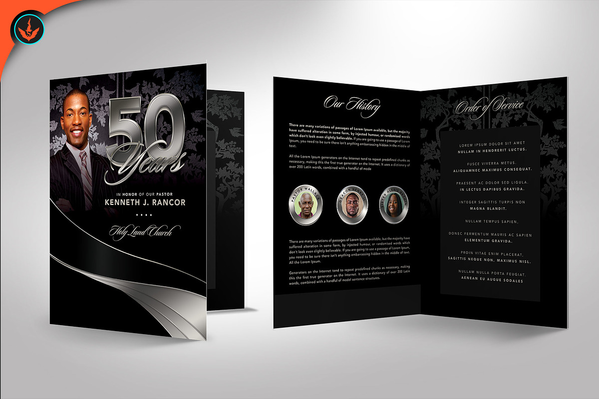 Black and Silver Pastor Anniversary, a Brochure Template by SeraphimChris (Photo 3 of 6)