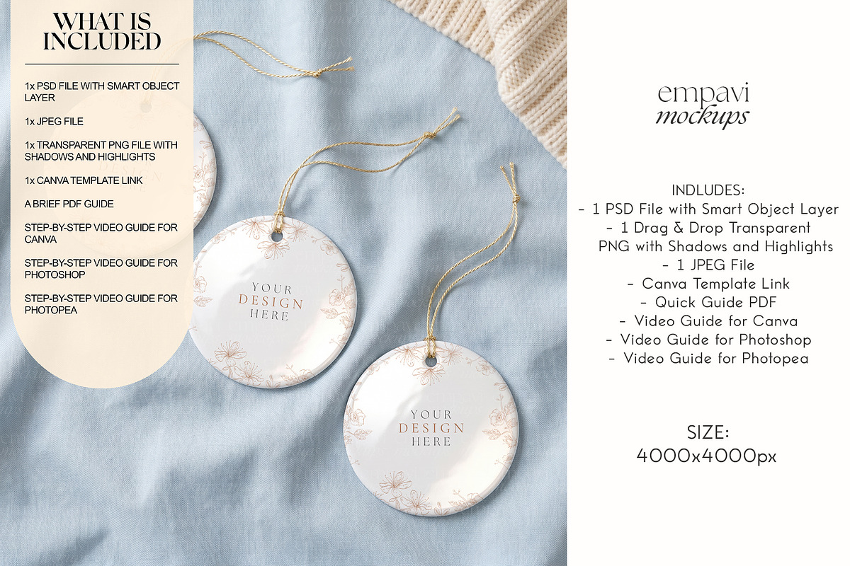 Ceramic Ornament Mockup Set of 3, a Household Mockup by EmpaviMockups (Photo 2 of 5)