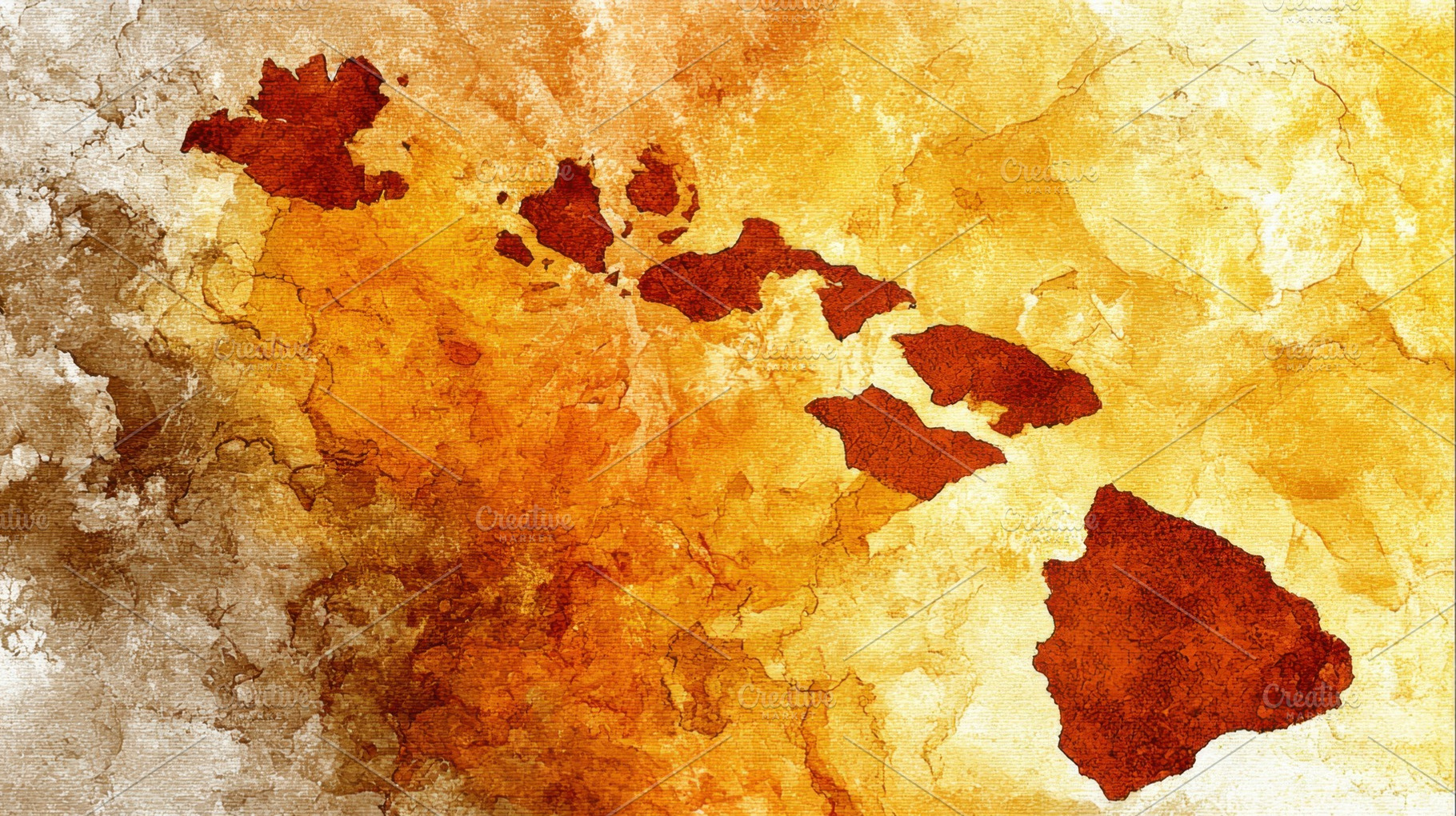 Map of Hawaii in warm colors, a Photo by Beautiful things