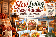 Cozy Autumn Adult Coloring Pages, a Seasonal Illustration by Daffodil Dream Studio (Thumbnail 1 of 3)