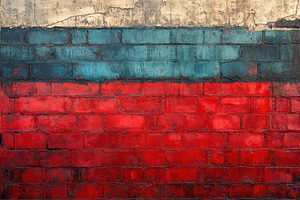 Red blue and white painted brick wal, a Background Photo by Pixeness Studio