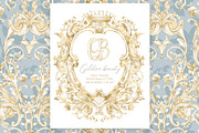 Gold Wedding Crest Watercolor Set, a Decorative Illustration by WonderWonder (Thumbnail 1 of 9)
