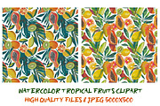 Watercolor tropical fruits patterns, an Illustration by SketchArtStudio (Thumbnail 4 of 6)