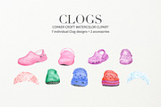 Watercolor Clogs Clipart, a Person Illustration by Corner Croft (Thumbnail 5 of 8)