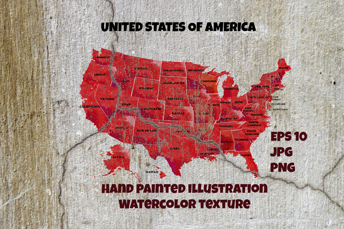 Watercolor United States of America., a Texture Illustration by TatianaBannikova (Photo 1 of 5)