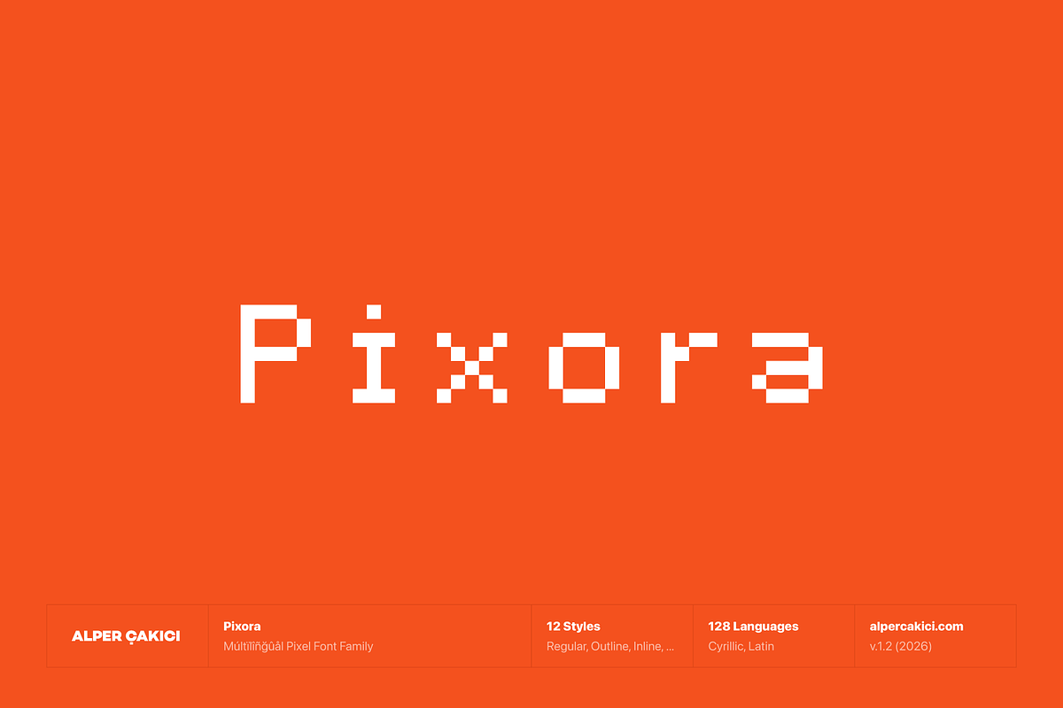 Pixora - Versatile Pixel Typeface, a Sans Serif Font by alpercakici (Photo 1 of 10)