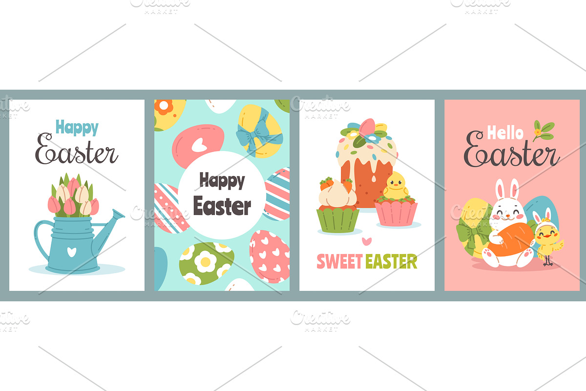 Happy easter cards. Spring holiday, an Animal Illustration by YummyBuum
