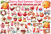 Cherry Red Summer Clipart, an Illustration by Sublimation Artist (Thumbnail 1 of 6)