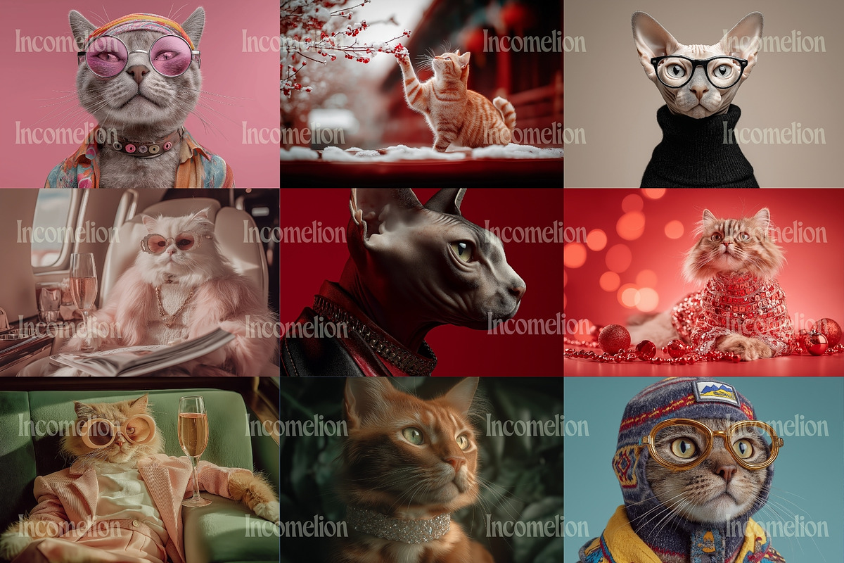 50 Sophisticated Cats Stock Photos, an Animal Illustration by Incomelion (Photo 3 of 13)