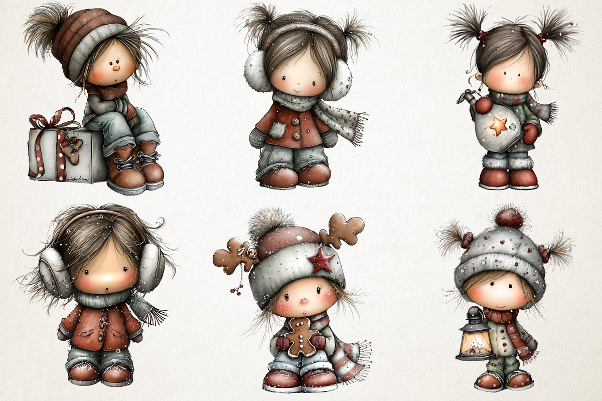 Christmas Little Girl Clipart, a Seasonal Illustration by RobertsArt (Photo 4 of 5)