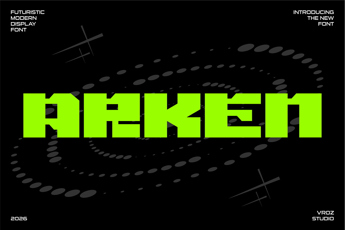 Arken – Modern Futuristic Font, a Font by Vroz Studio (Photo 1 of 8)
