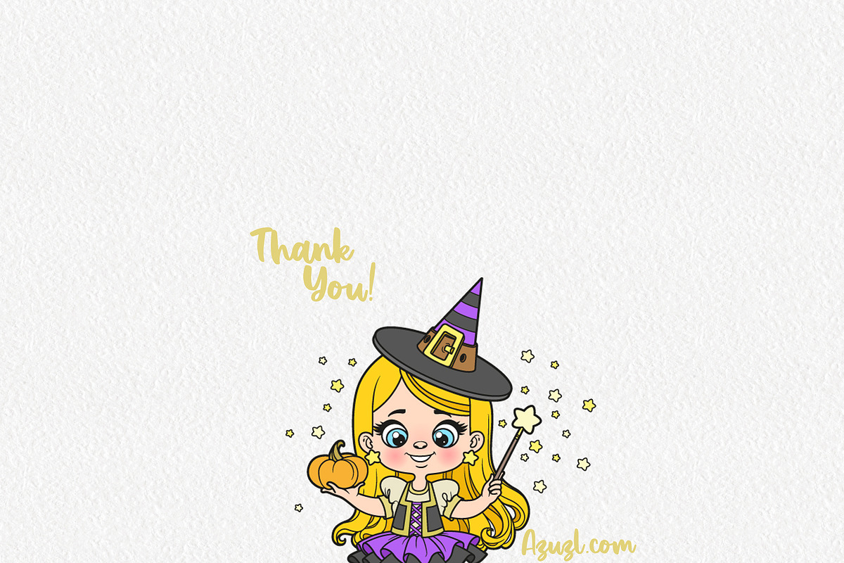 Cute cartoon Halloween witch girls, an Illustration by Azuzlikus (Photo 4 of 4)