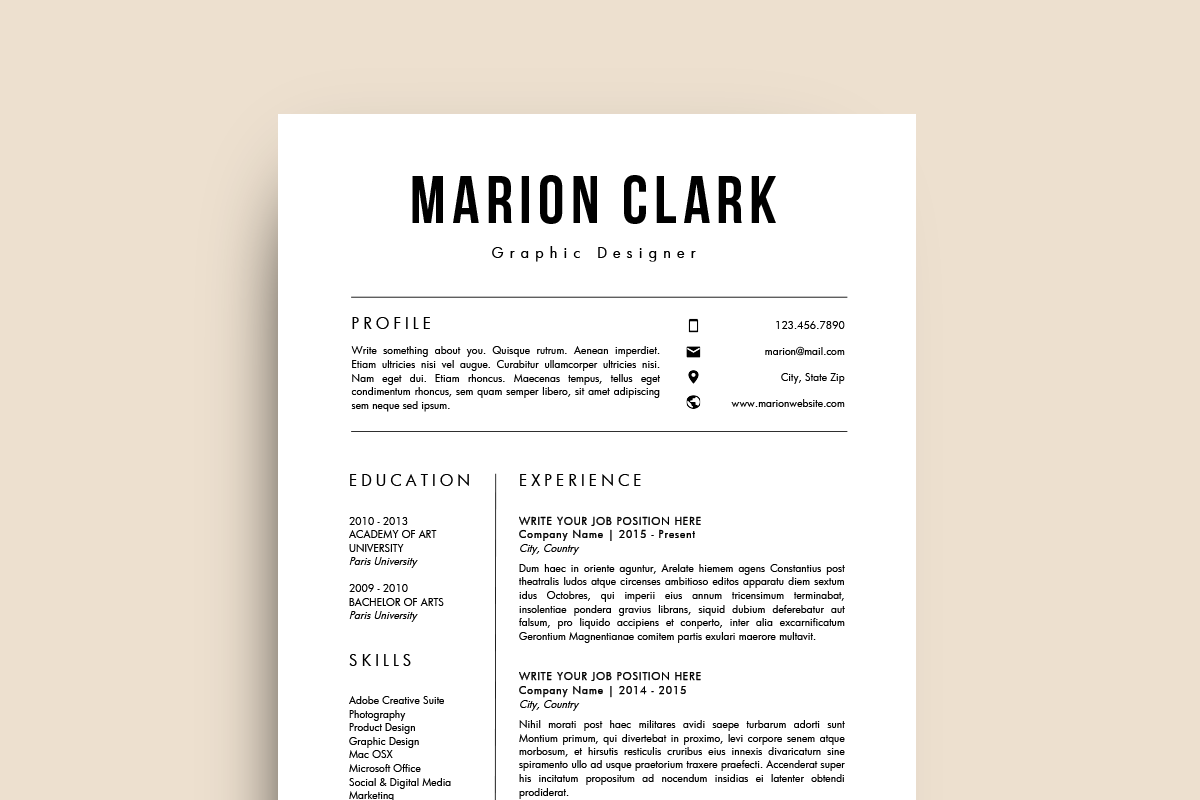 Simple Resume Template (MS Word), a Resume Template by Priiiiiiiiiiiiiint ! (Photo 1 of 2)