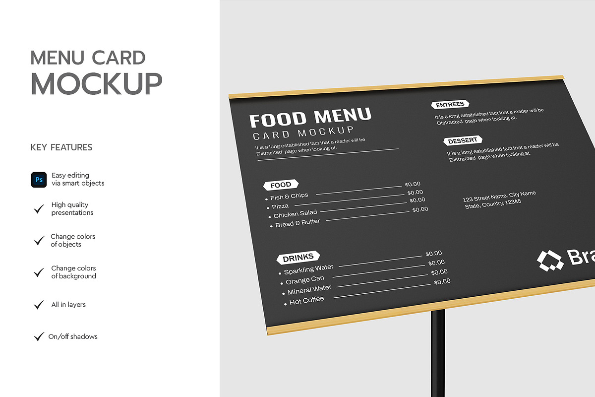 Modern Menu Card Mockup, a Product Mockup by graphypix (Photo 2 of 4)