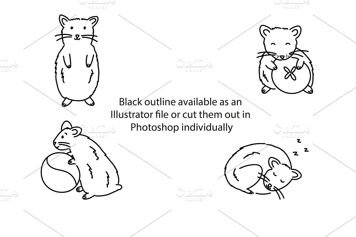 Cute Doodle Hamsters, an Illustration by Liz Pengilley Studio (Photo 2 of 4)