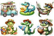 Summer Crocodile Character Clipart, an Illustration by Pixels.Craft (Thumbnail 3 of 9)