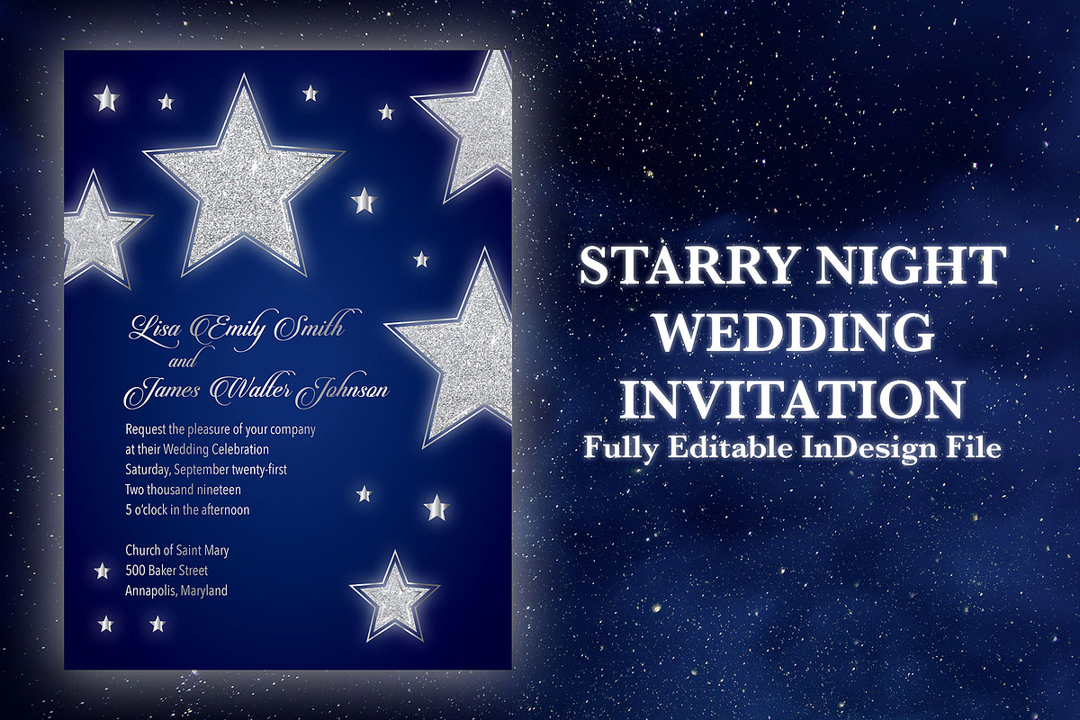 Starry Night Wedding Invitation, an Invitation Template by BF Studios (Photo 1 of 2)