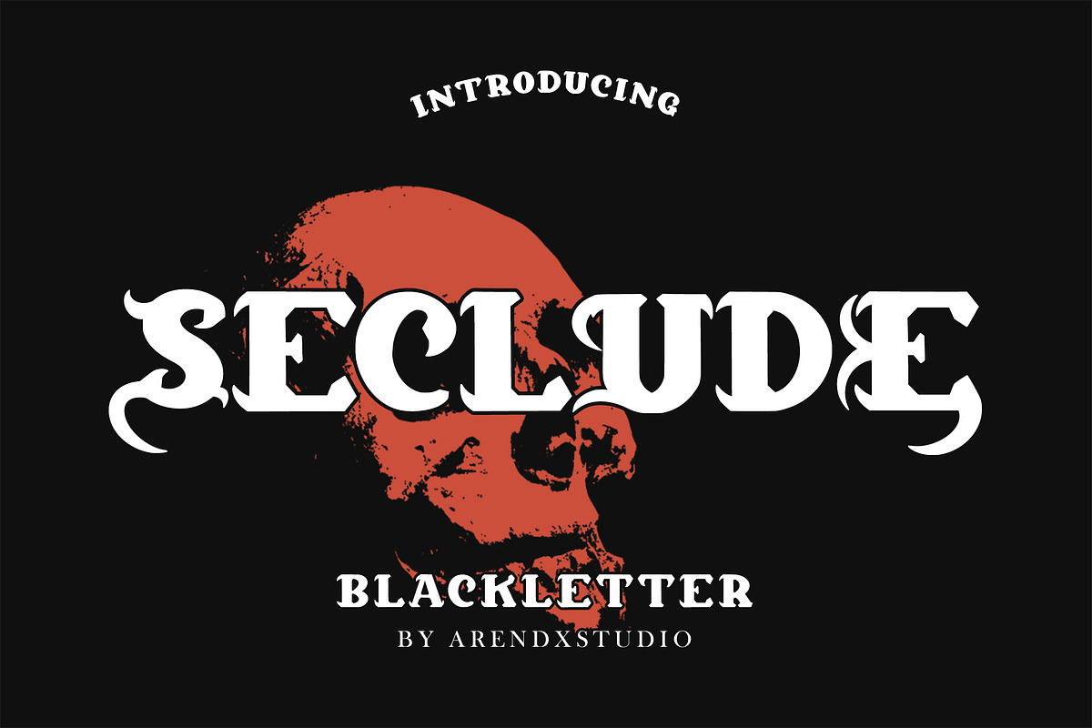 Seclude - Blackletter Font, a Handwritten Font by Arendxstudio (Photo 1 of 9)
