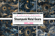 Steampunk Metal Gears Pattern, a Background Graphic by Printable Treasure (Thumbnail 1 of 4)