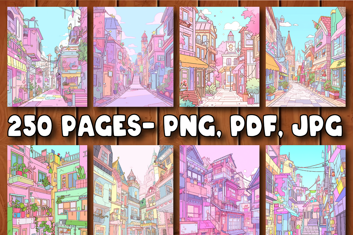 Cute Kawaii Town Coloring Pages V 01, a Decorative Illustration by ...