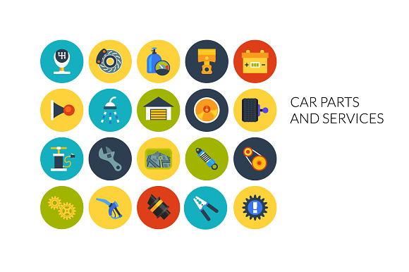 Flat icons set - Car and Services preview 2