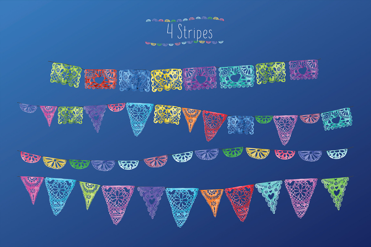 watercolor Mexican papel picado, a Decorative Illustration by monicavera22 (Photo 3 of 5)