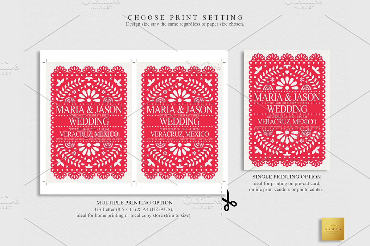 Mexican Wedding Invitation | CANVA, a Stationery Template by Creative Market (Photo 3 of 5)
