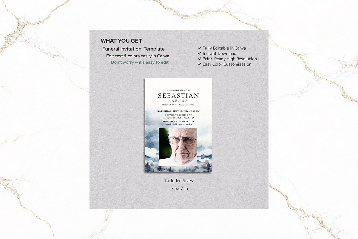 Funeral Invitation Canva FR010, an Invitation Template by TyphoonStudio (Photo 2 of 7)