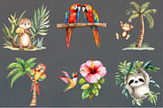 Watercolor Tropical Animals Clipart, a Seasonal Illustration by Rose Art (Thumbnail 2 of 4)