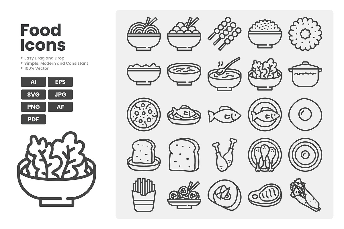 Foods Icon Pack, an Outline Icon by erifqizeicon (Photo 3 of 3)