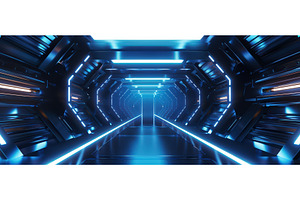 Futuristic sci-fi spaceship corridor, a Technology Photo by piter.goskov