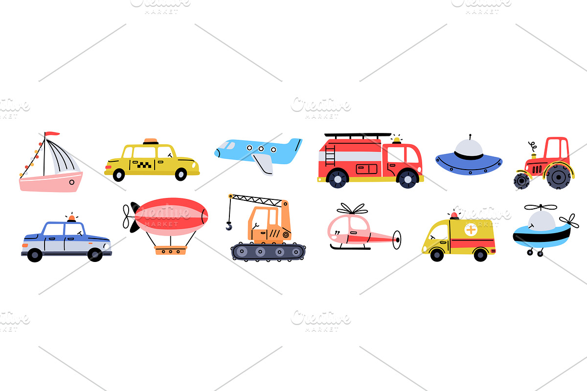 Childish transport toys. Boys game, a Transportation Illustration by YummyBuum